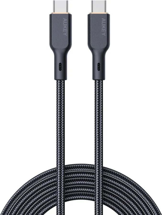 Kabllo AUKEY CB-KCC102 USB-C në USB-C, 1.8m, 100W, Kevlar, E zezë