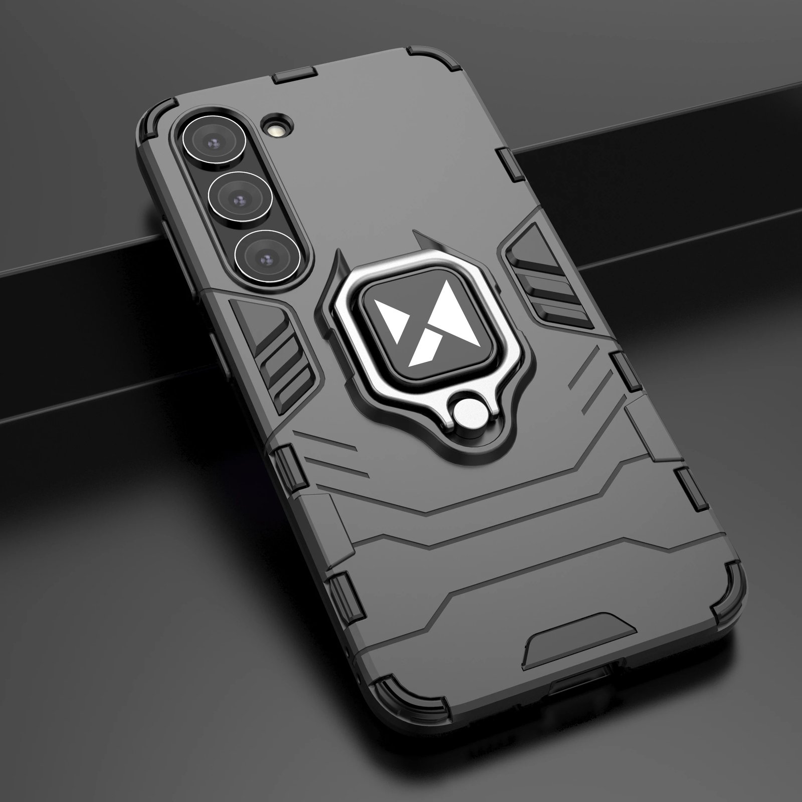 Mbështjellës Wozinsky Ring Armor për Samsung Galaxy S23, me mbajtëse unaze, i zi