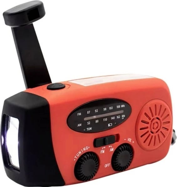 Radio diellore Denver SCR-2005 me dritë dhe funksion SOS, e kuqe