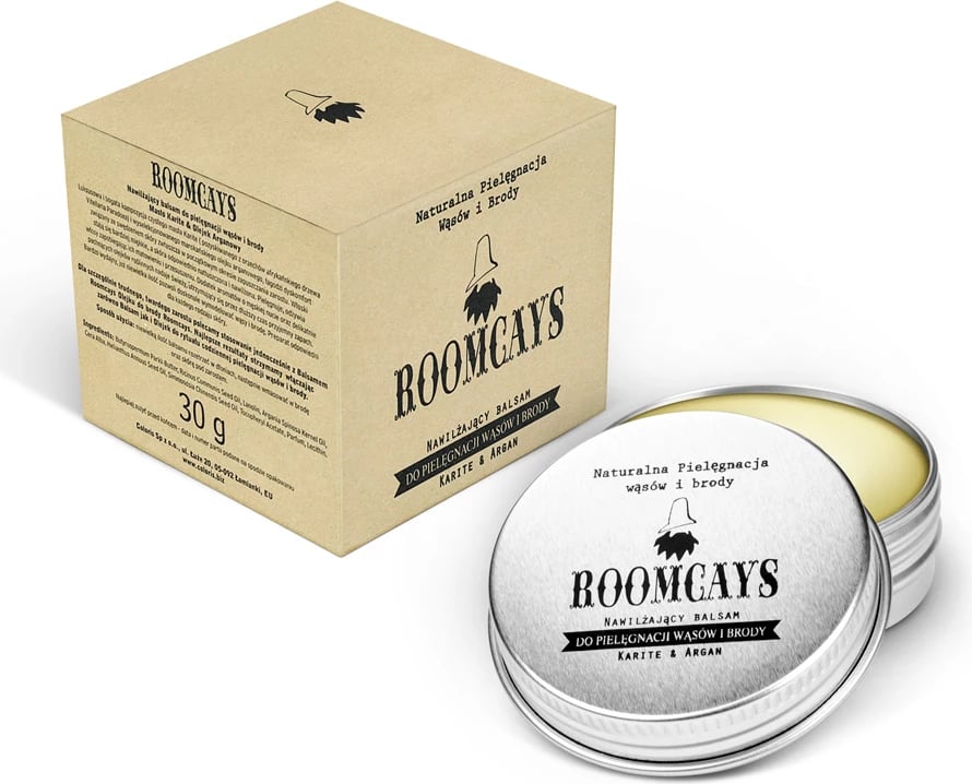Balzam për mjekër dhe mustaqe ROOMCAYS Moisturizing Balm për burra, 30ml
