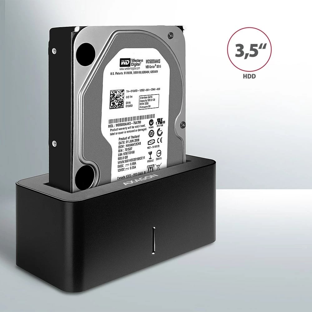 Stacion dokimi AXAGON ADSA-SN, USB 3.2 Gen 1, Alumini, Zi