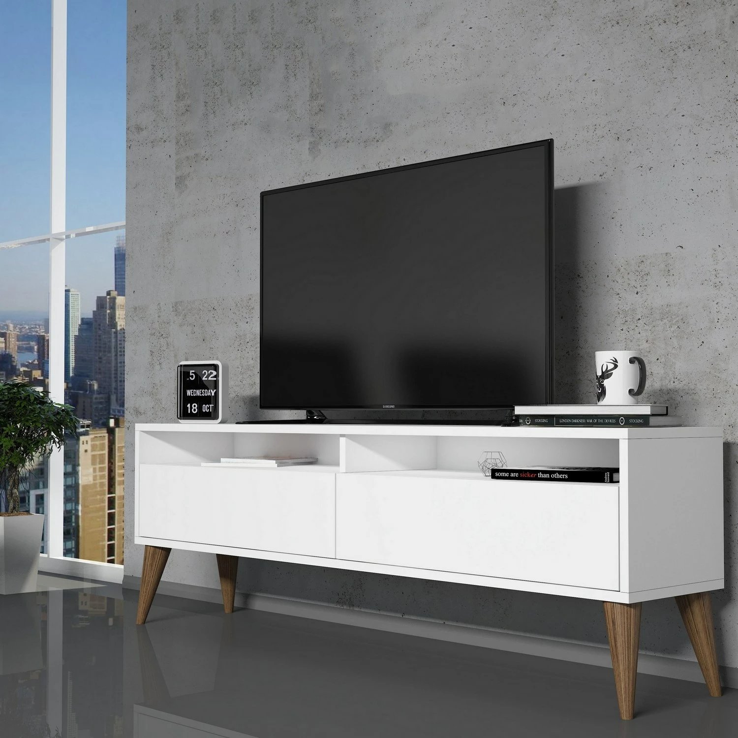 Komodë për TV Hanah Home, Best 2, e bardhë