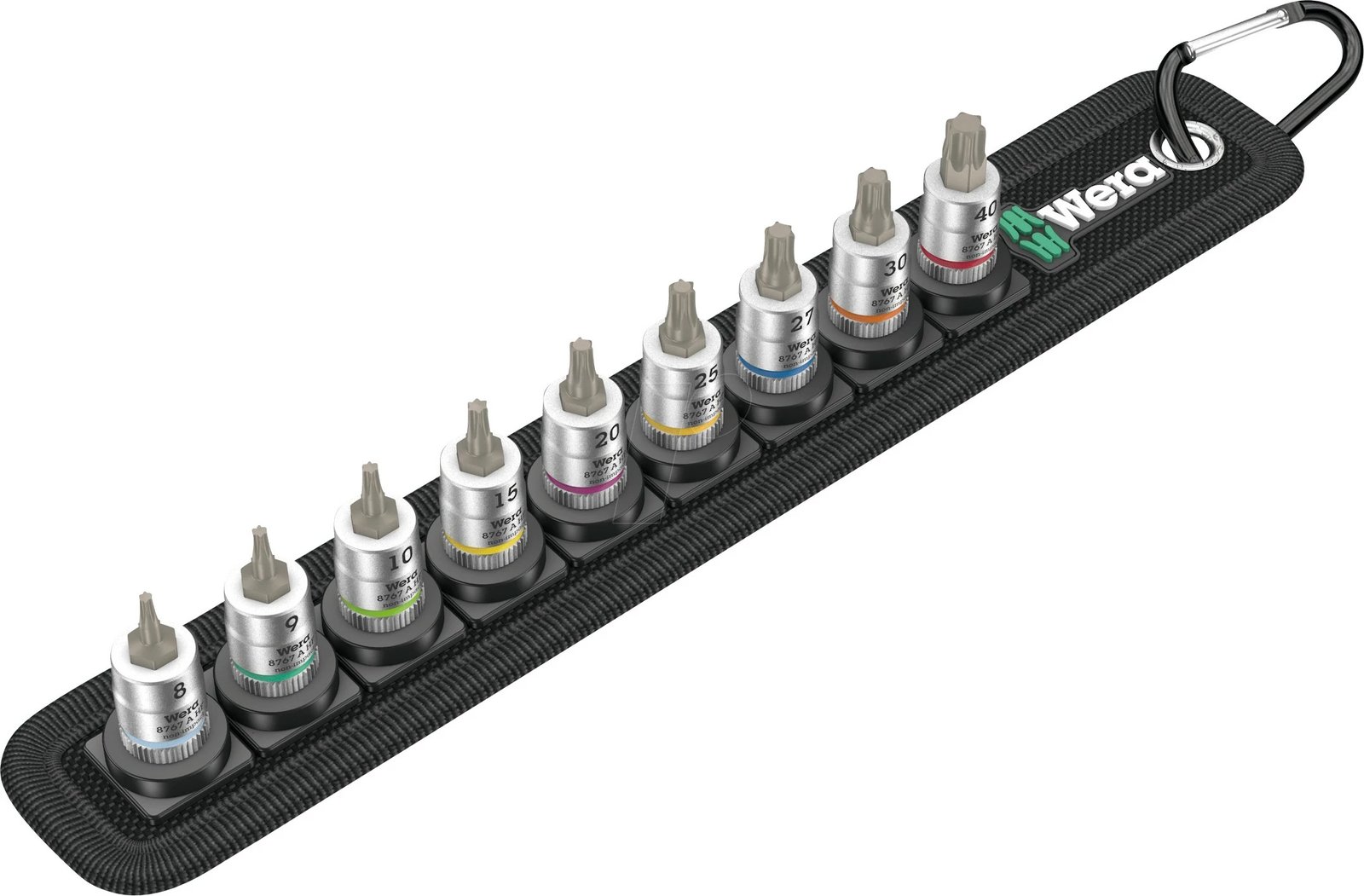 Set socket Wera 05003882001, 1/4", 9 copa, me kasë tekstili, metrik, me ngjyra