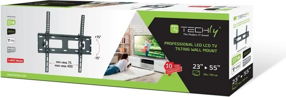 Mbajtës muri për TV TECHly ICA-PLB 131M, 23-55", i zi