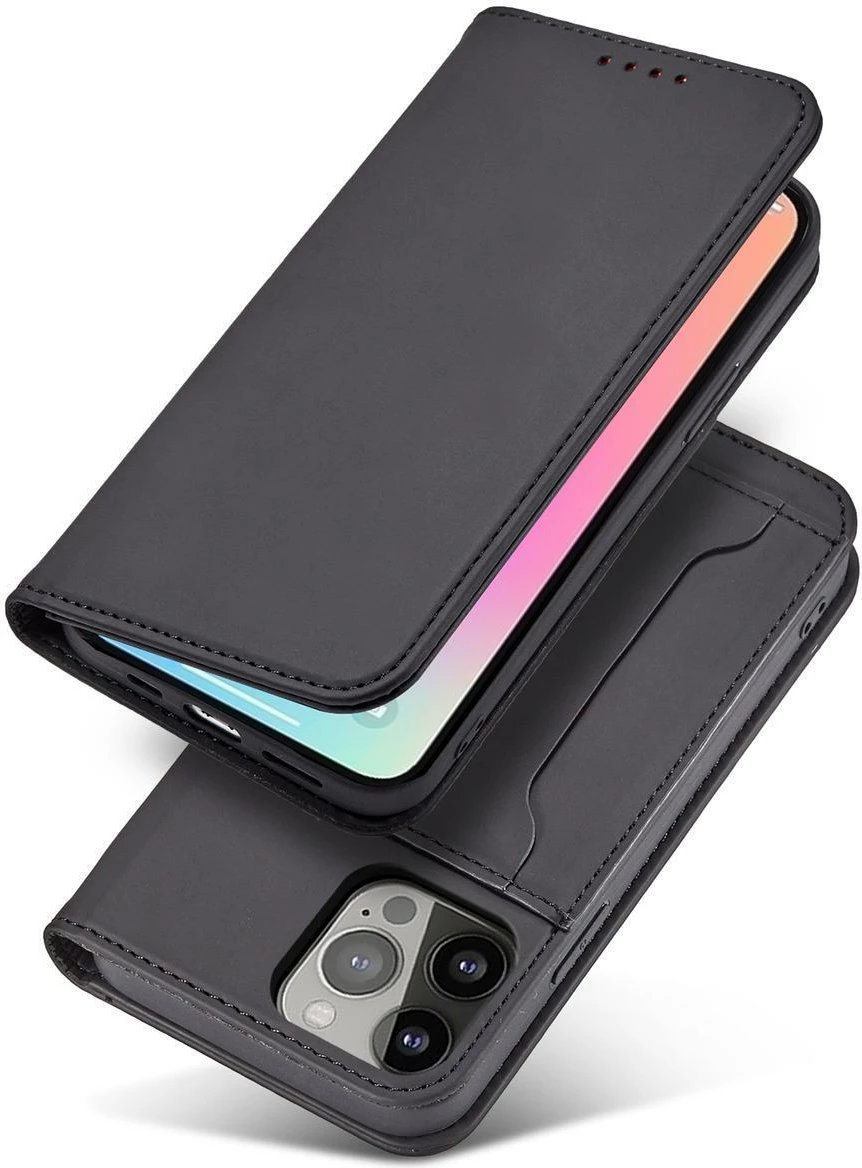 Mbështjellës magnetik për Samsung Galaxy S23 Ultra Hurtel, me kapak, portofol dhe mbajtëse, i zi
