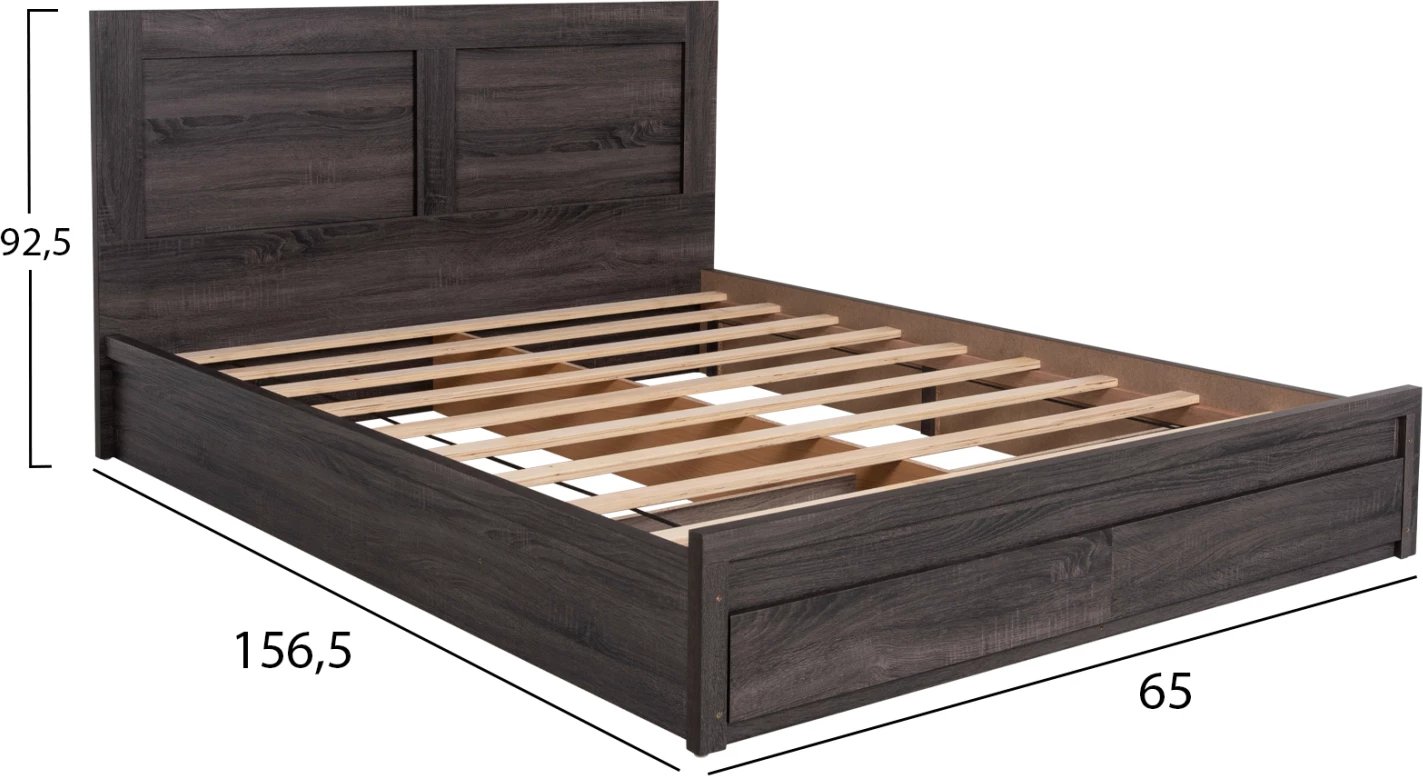 Krevat CAPRI FH312.07 me 2 sirtarë melamine, ngjyrë antracit, për dyshek 150x200 cm