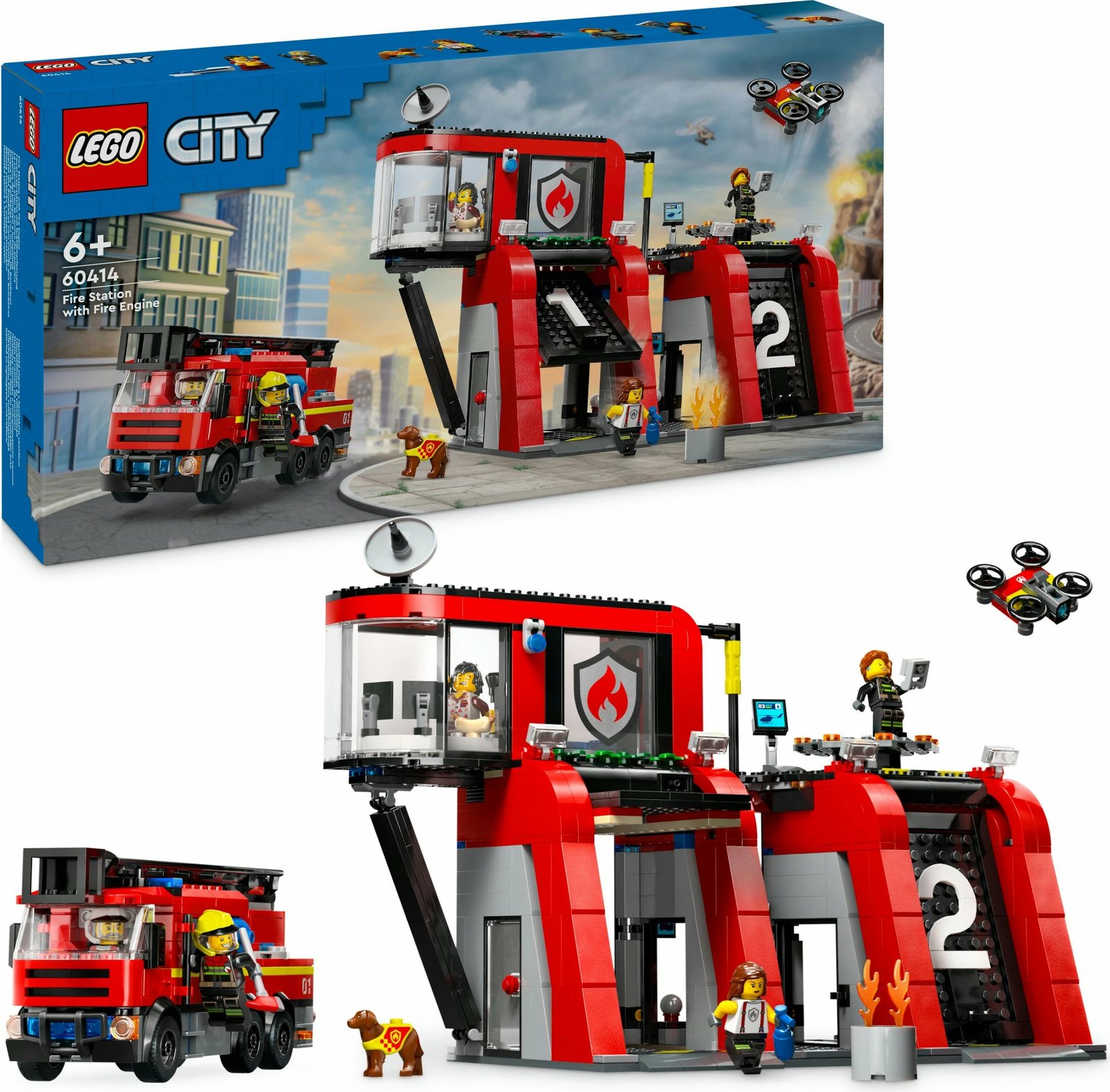 Set ndërtimi LEGO City 60414, stacion zjarri me kamion, 843 pjesë, shumëngjyrësh Set ndërtimi LEGO City 60414, stacion zjarri me kamion, 843 pjesë, shumëngjyrësh