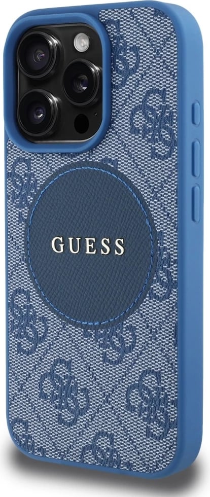 Mbështjellës Guess 4G Circle Classic Logo MagSafe për iPhone 16 Pro, Kaltër