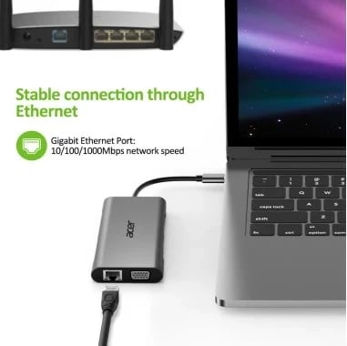 Docking station Acer HP.DSCAB.002, USB Type-C, Argjend