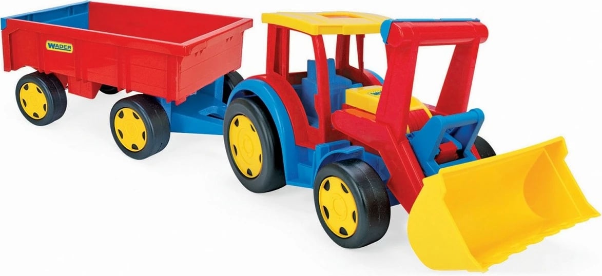Traktor lodër me rimorkio Wader Gigant 117 cm, plastikë, blu, kuqe, verdhë