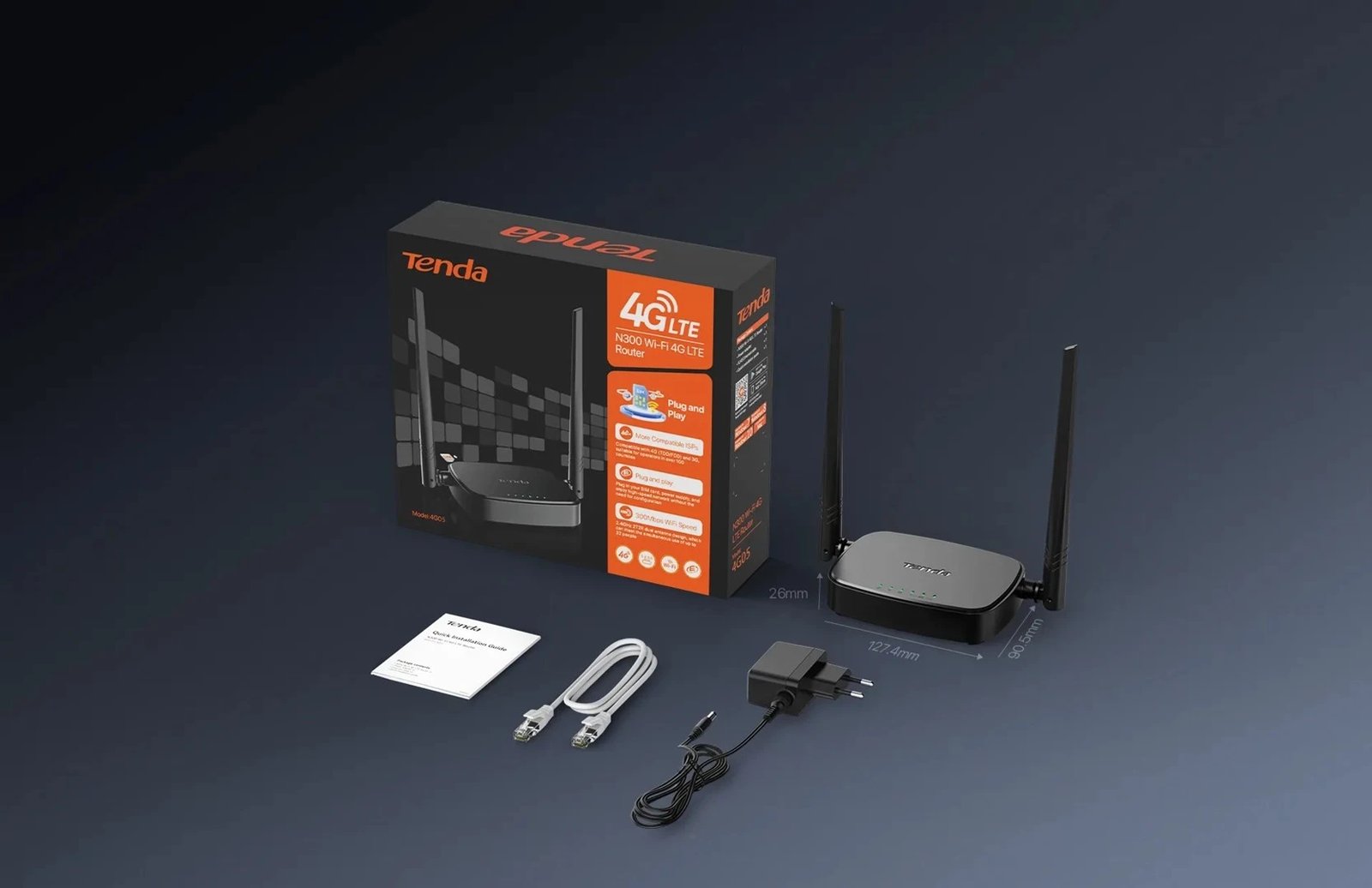 Ruter pa tel Tenda 4G05, Ethernet i Shpejtë, Banda e Vetme (2.4 GHz), Ngjyrë e Zezë