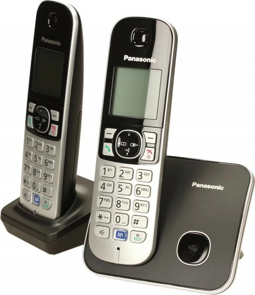 Telefon pa kabllo Panasonic KX-TG6812, 2 aparate, i zi/argjendtë