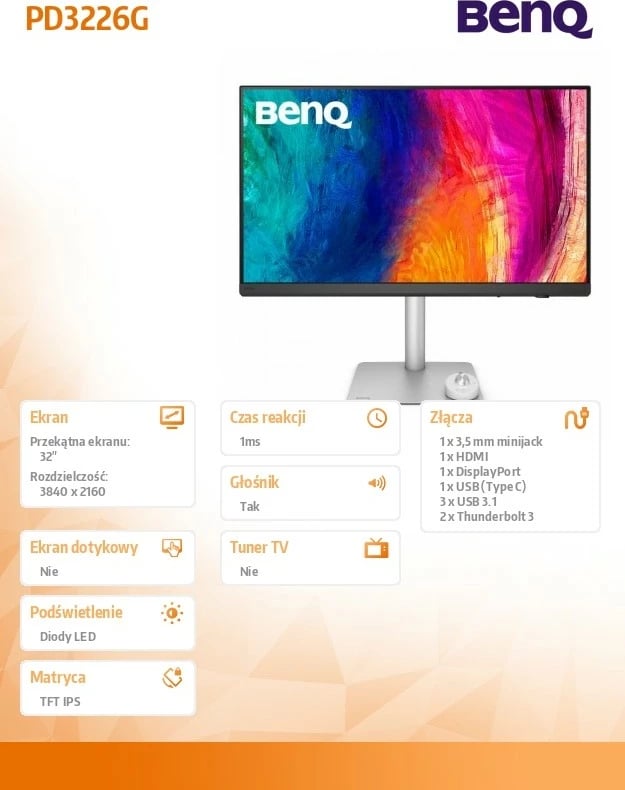 Monitor BenQ PD3226G 32 inç, 4K, 144Hz, IPS, Argjend