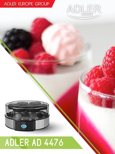 Aparat për kos, Adler, AD 4476, 7 kavanoza qelqi 200 ml, kapak transparent, set 7 kavanoza