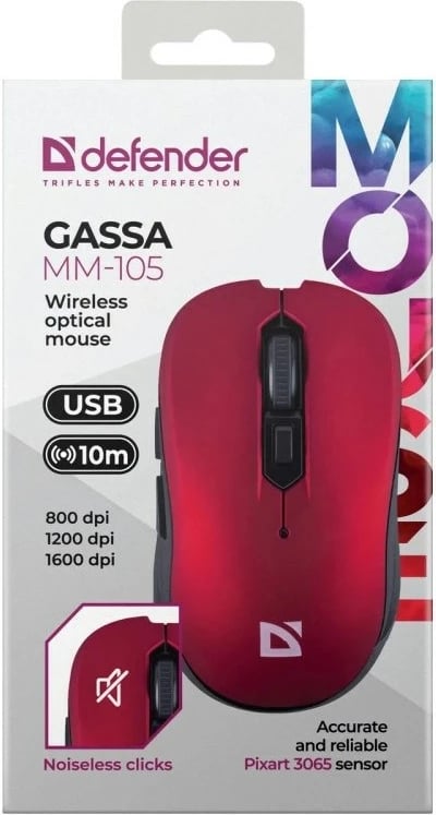 Maus Defender GASSA MM-105 RF Silent, i kuq