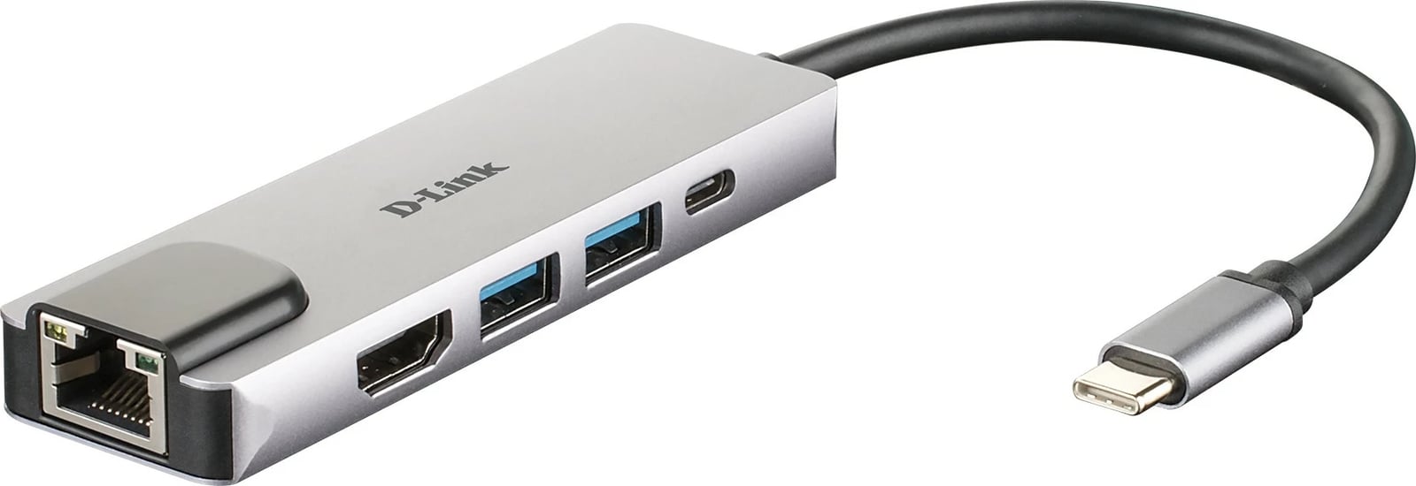 USB-C hub D-Link DUB-M520, Thunderbolt 3, HDMI 4K, Gigabit Ethernet, 2x USB 3.0, Power Delivery 60W, alumini, zi