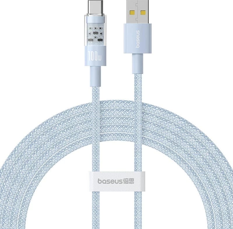 Kabllo Baseus Gem USB A në USB C, 2 m, 100 W, Kaltër