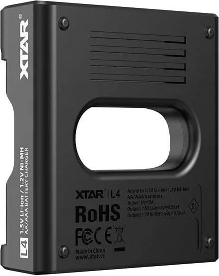 Karikues baterish XTAR L4, 4 vende, për AA/AAA, Li-Ion/NiMH, i zi