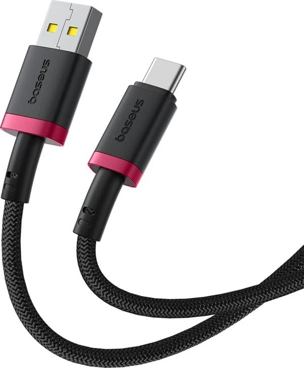 Kabllo Baseus Dura USB Type A në Type C, 60 W, 1 m, E kuqe