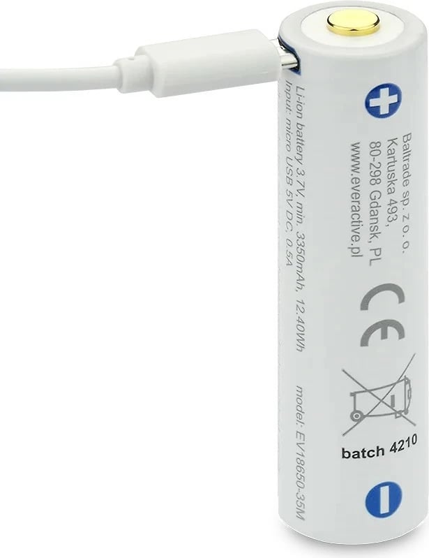 Bateri rikarikueshme everActive FWEV1865035MBOX 18650 Li-ion 3500 mAh 3.7V me micro USB 1 copë