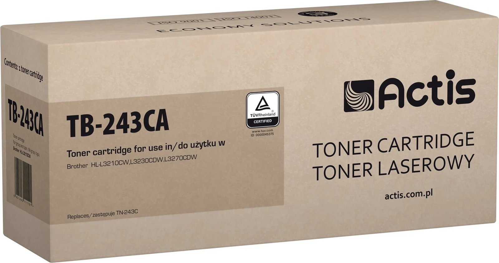 Toner zëvendësues Actis TB-243CA për printer Brother, i kaltër