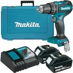 Dorezë elektrike Makita DHP485RFE, 18V, 2x3.0Ah, kasë transporti, ngjyrë blu