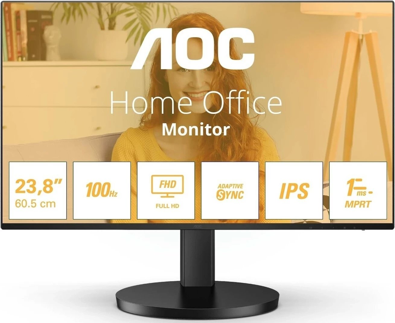 Monitor AOC B3HA2, 23.8'', IPS, Full HD, 1ms, 100Hz, HDR, e zezë