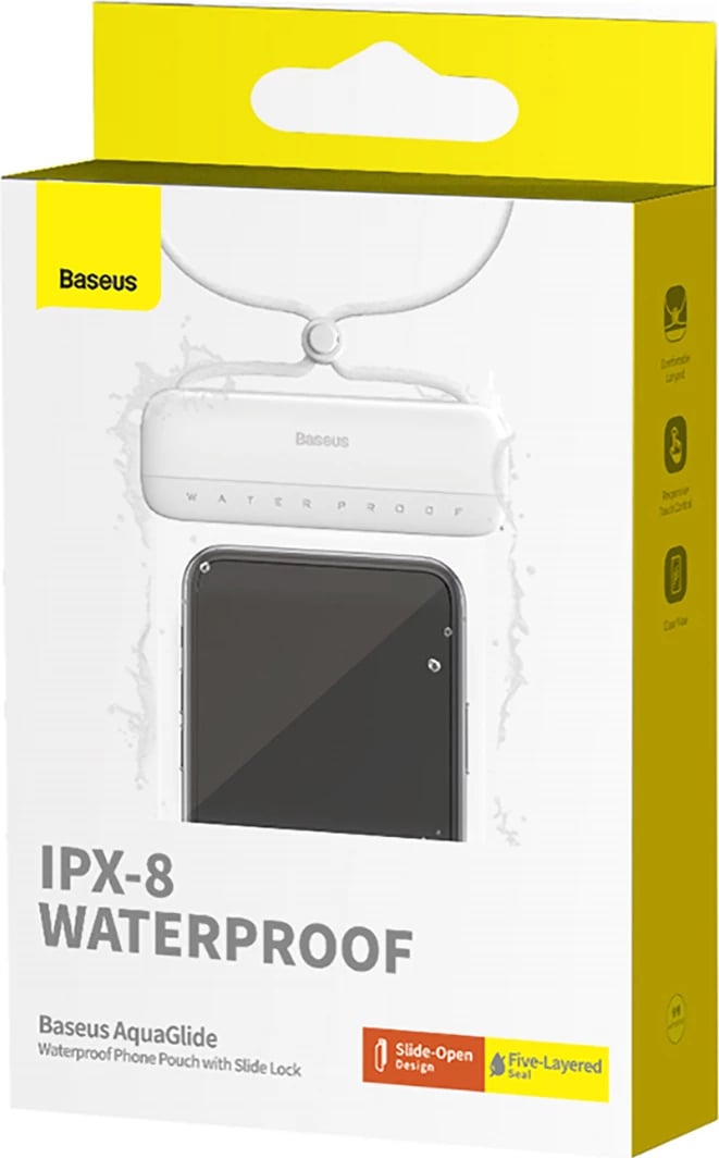Mbështjellës Baseus AquaGlide BS-PC029 për celular, IPX8, me Slide Lock, Bardhë Mbështjellës Baseus AquaGlide BS-PC029 për celular, IPX8, me Slide Lock, Bardhë