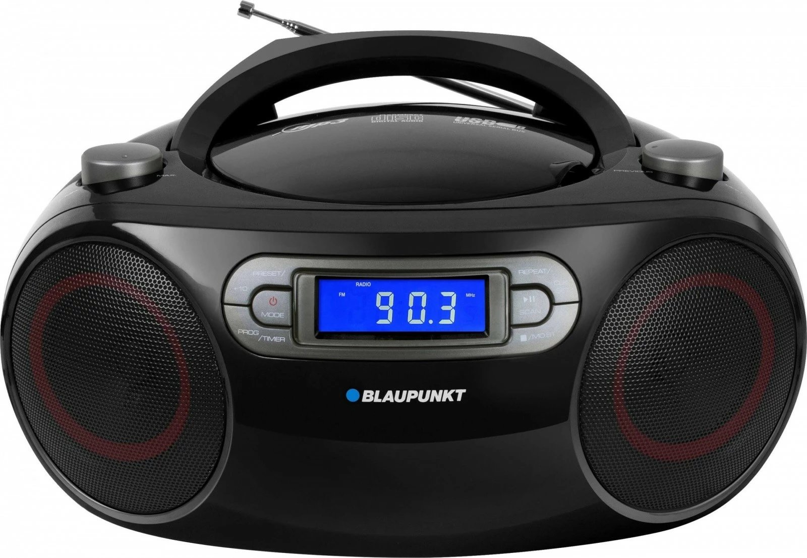 Boombox Blaupunkt BB18BK, FM PLL, CD/MP3/USB/AUX, Alarm, e zezë