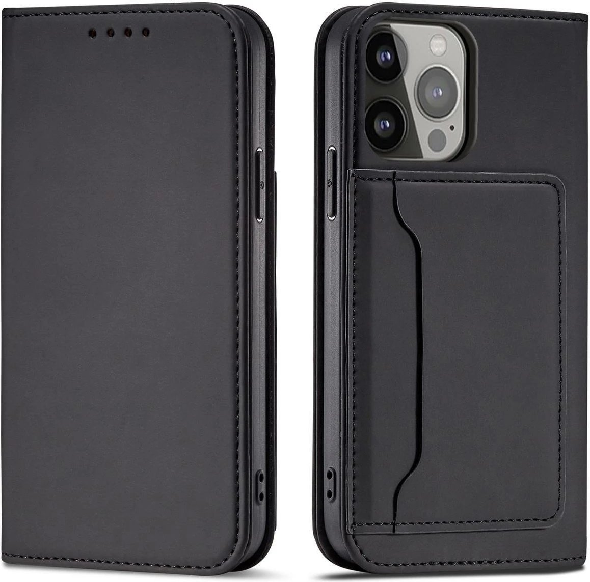 Mbështjellës Hurtel Magnet Card Case për iPhone 14, portofol, mbajtës, e zezë