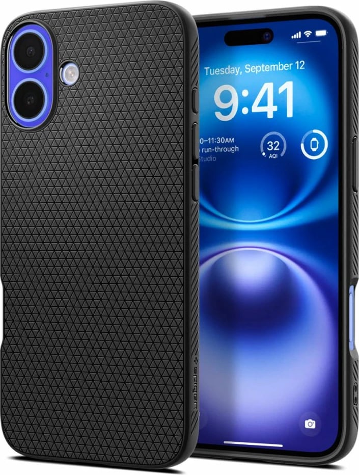 Mbështjellës Spigen Liquid Air për iPhone 16, i zi