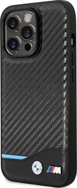Mbështjellës BMW Leather Carbon për iPhone 13 Pro Max, 6.7", i zi