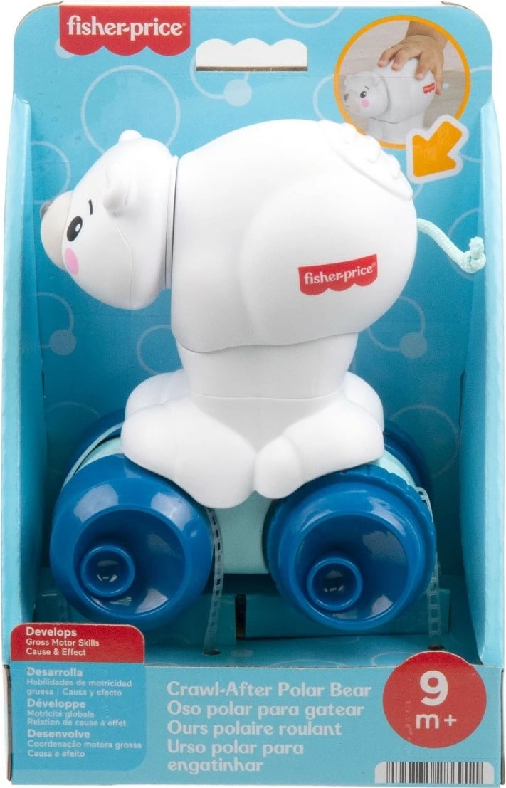 Lodër arush polar Fisher Price JDL63 për mësim zvarritjeje, plastikë, bardhë/jeshile/blu deti