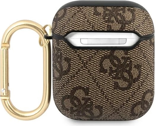 Mbështjellës Guess GUA24GSMW për AirPods 1/2, 4G Script Metal Collection, Kafe