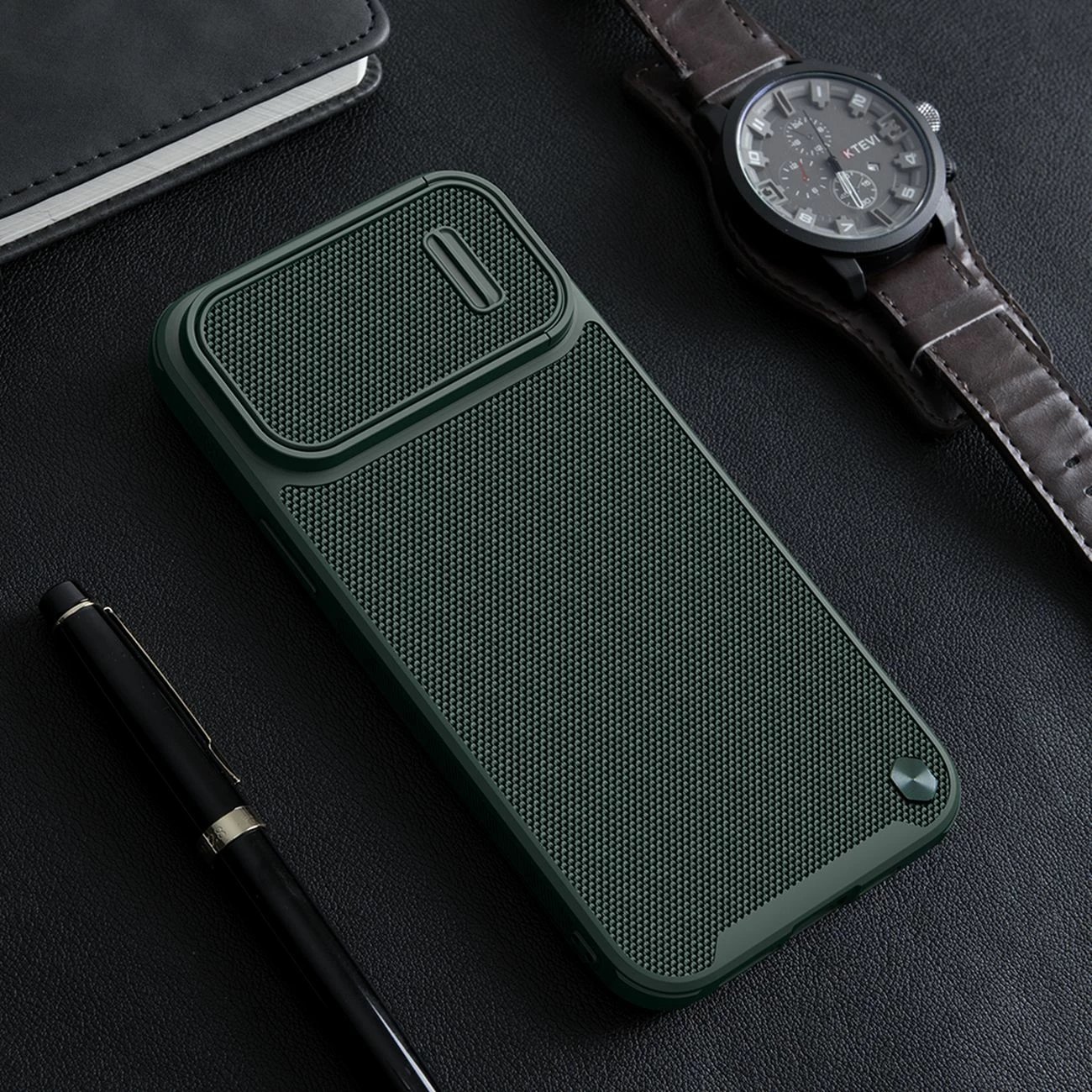 Mbështjellës Nillkin Textured S Case për iPhone 14 Plus me kapak kamere, i zi