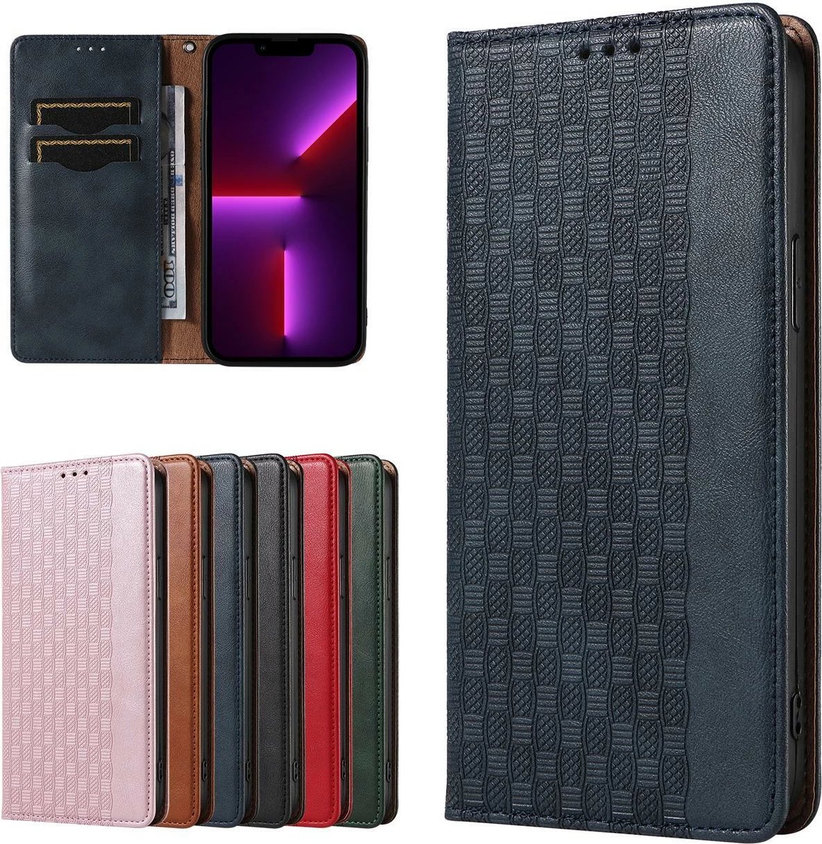 Mbështjellës Hurtel Magnet Strap Case për iPhone 12 Pro Max, me portofol dhe lanyard, Kaltër