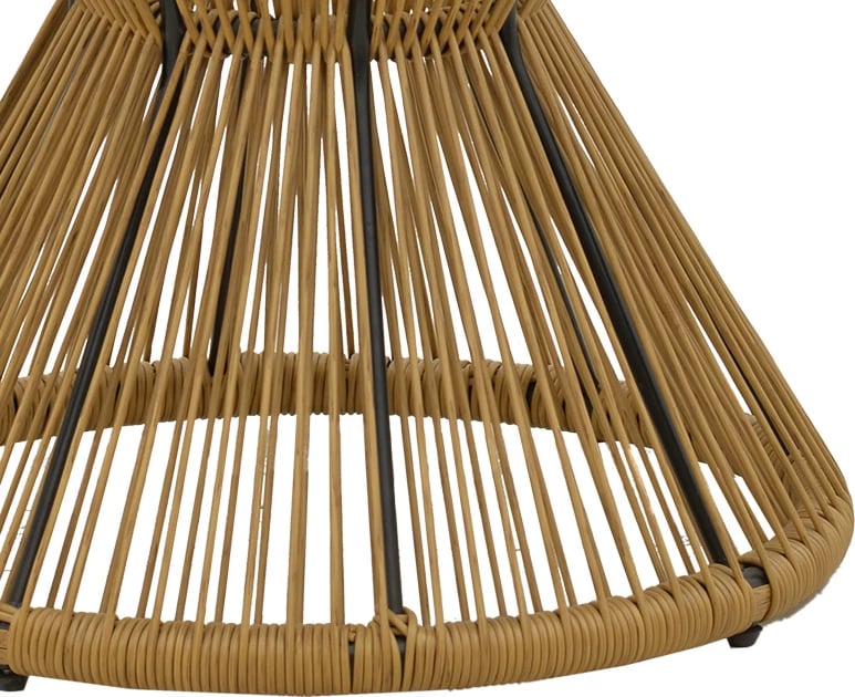 Set Naoki-Mabil për dhomë ndeje, 3 pjesë, rattan, ngjyrë natyrale dhe metal i zi