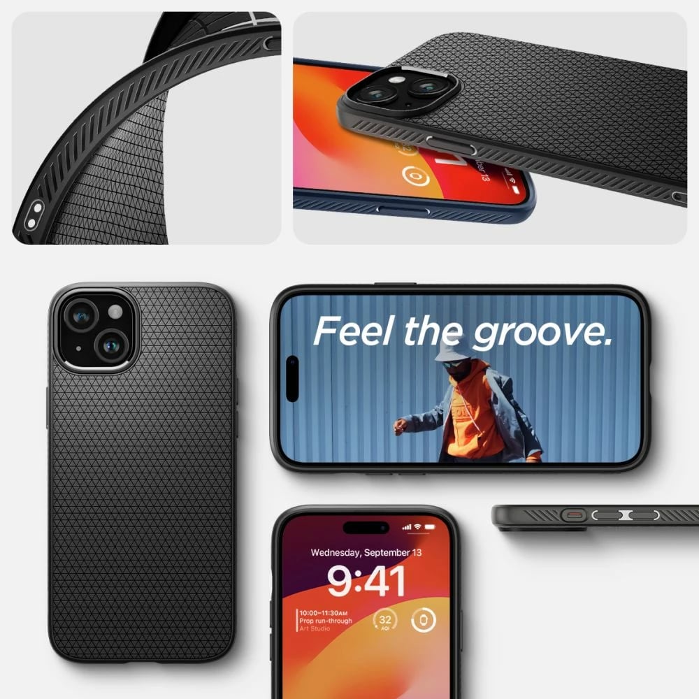Mbështjellës Spigen Liquid Air për iPhone 15 Plus, Matte Black