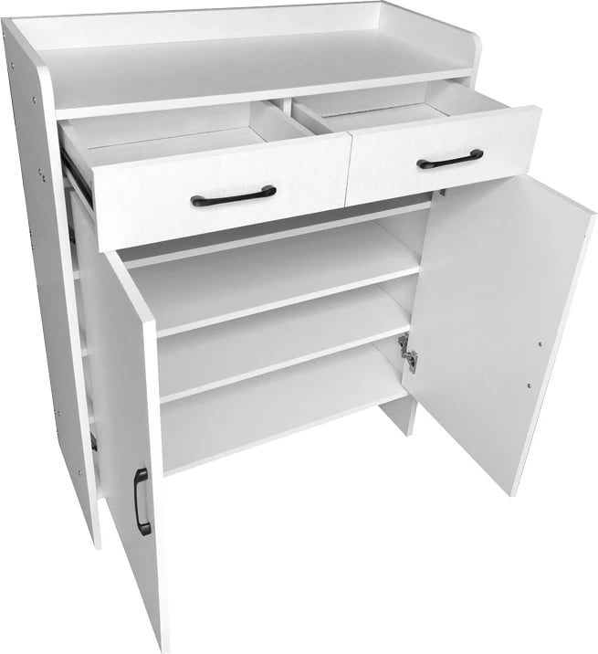 Raft këpucësh Gazen për 12 palë me sirtarë, ngjyrë e bardhë, 80x33x100cm