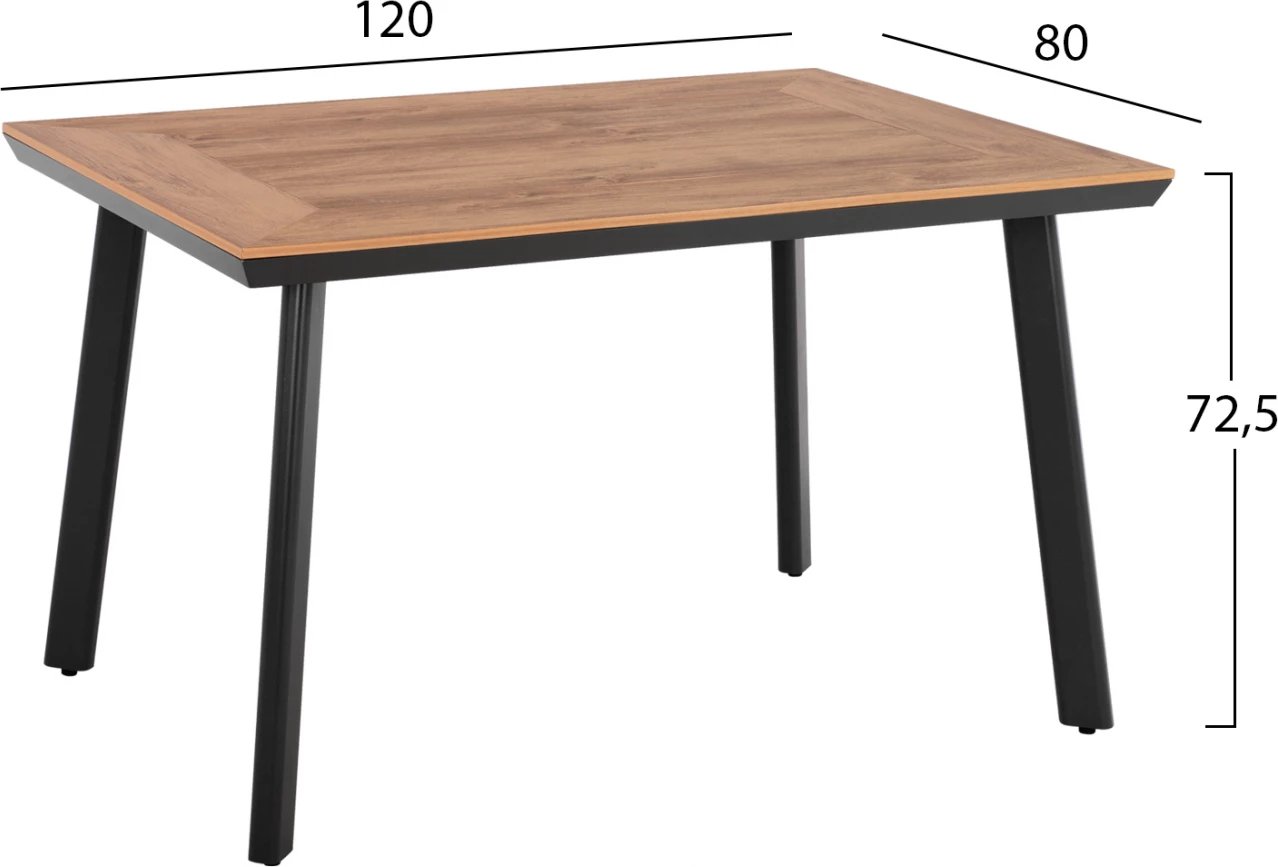 Set për darkë 5 pjesë, tavolinë polywood 120x80 dhe karrige alumini ngjyrë qymyr FH11430