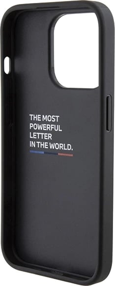 Mbështjellës BMW Quilted Tricolor për iPhone 15 Pro, i zi