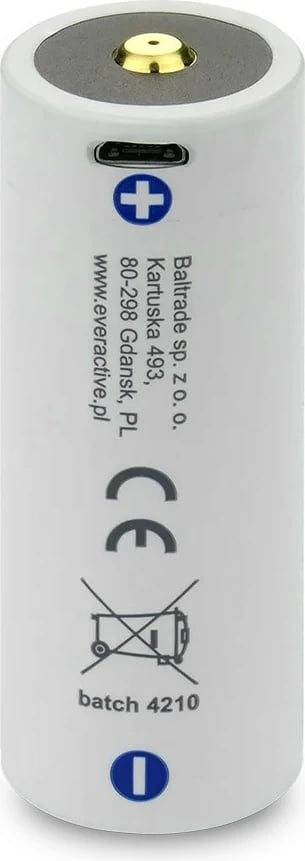 Bateri rikarikueshme Li-ion everActive 26650, 5200 mAh, 3.7V, me micro USB