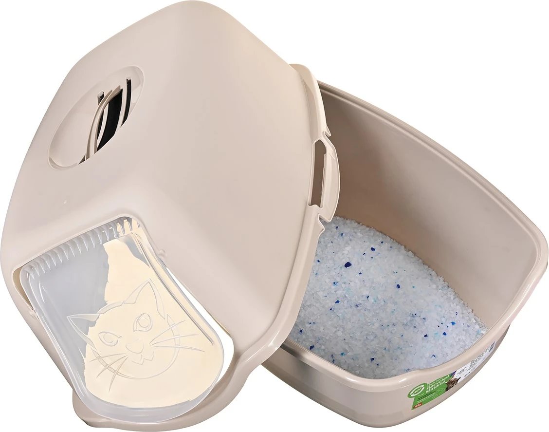 Kuti mbeturinash për mace DIAMENTIQ BAYA, plastikë, 55.5 x 40 x 38.7 cm, bezhë