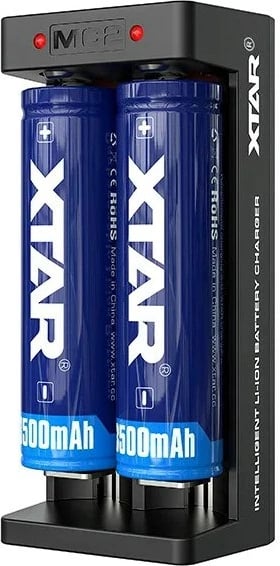 Karikues baterish XTAR MC2C, Li-ion 18650, 2 vende, USB-C, Zi