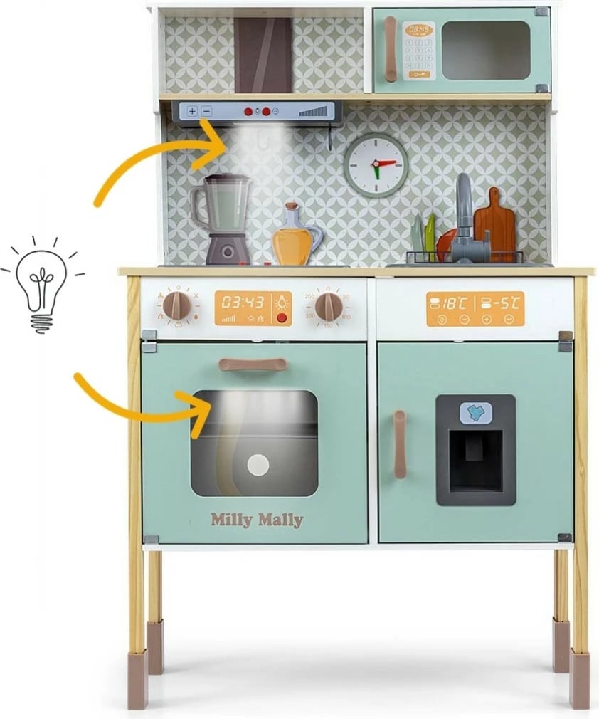 Set lodër kuzhinë prej druri Milly Mally Bjorn Mint me aksesorë