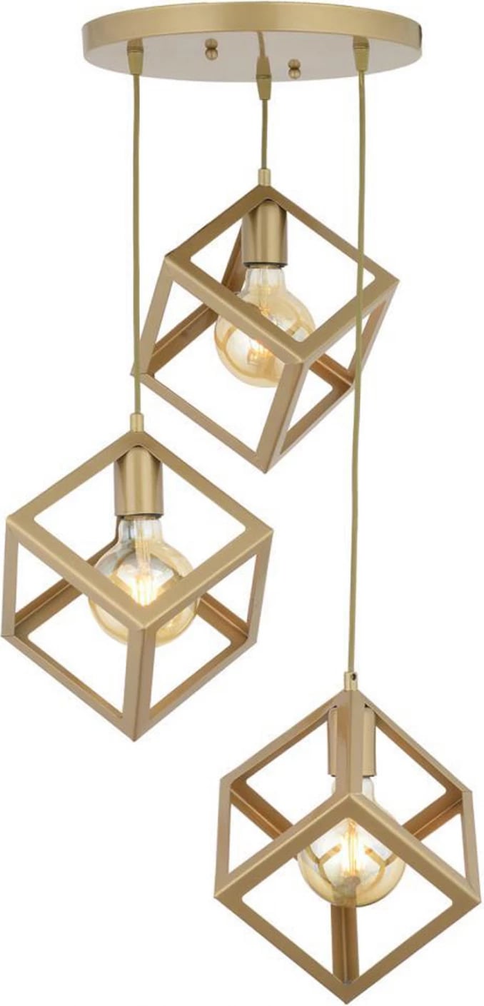 Llambë varëse tavani, tre drita, metalike, ngjyrë ari, FH7419.02, 35x80 cm