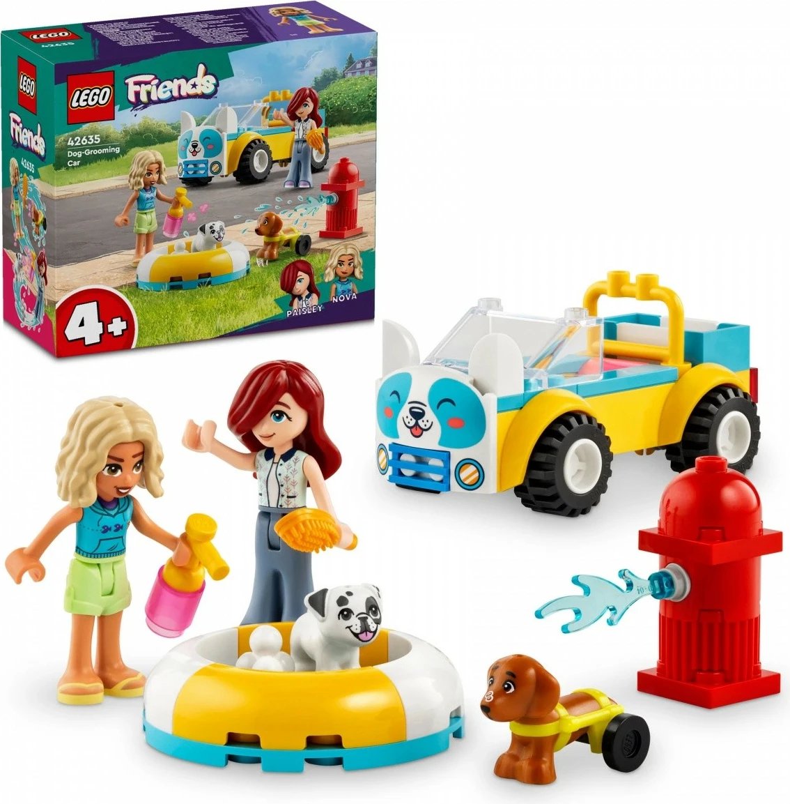 Set lodrash LEGO Friends 42635 Dog Grooming Car, 60 pjesë, për fëmijë, plastikë