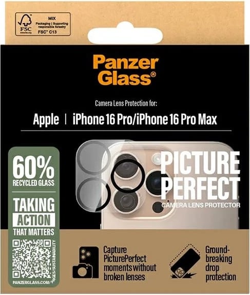 Mbrojtës xhami për lente PanzerGlass për iPhone 16 Pro / 16 Pro Max, Transparent