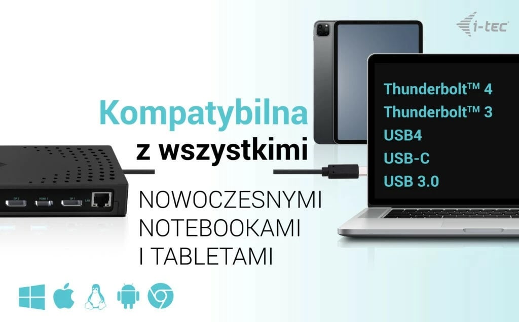 Stacion dokimi i-tec CATRIPLE4KDOCKPD2, 3x 4K, USB 3.0/USB-C/Thunderbolt, 100W, i zi