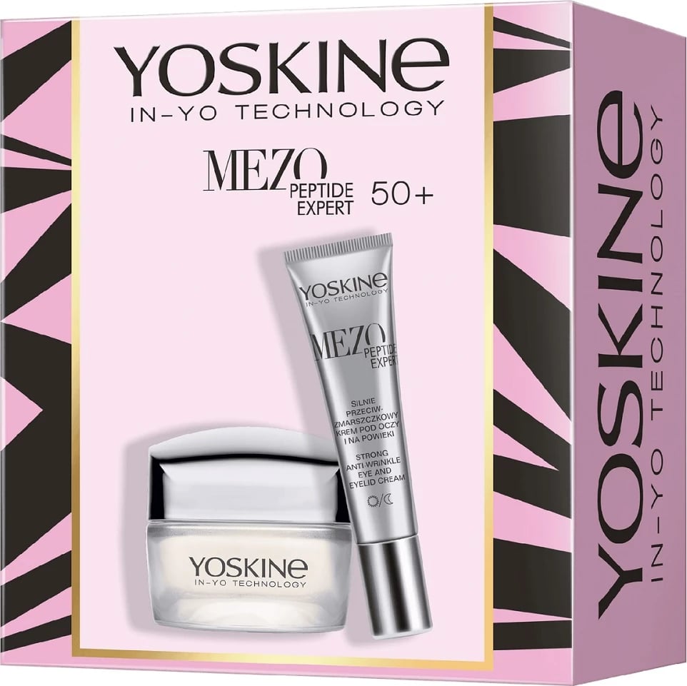 Set krem për fytyrë dhe sy kundër rrudhave Yoskine Mezo Peptide Expert 50+ për femra, 50ml + 15ml